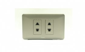 Bộ ổ cắm đôi 2 chấu V12 màu ghi
