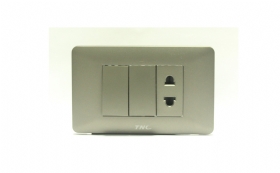Bộ hai công tắc 1 ổ cắm V12 màu ghi