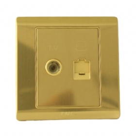 Ổ cắm 1 TV+1PC kim loai