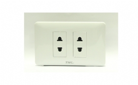 Bộ ổ cắm đôi 2 chấu V12 màu trắng 